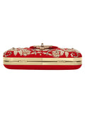 Hasp Embroidered Velvet Clutch