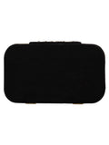 Hasp Embroidered Velvet Clutch