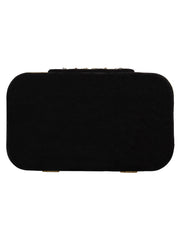 Hasp Embroidered Velvet Clutch