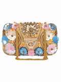 Hasp Sequines Embellished Velvet Clutch