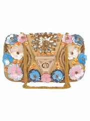 Hasp Sequines Embellished Velvet Clutch