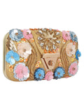 Hasp Sequines Embellished Velvet Clutch