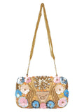 Hasp Sequines Embellished Velvet Clutch