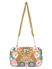 Hasp Sequines Embellished Velvet Clutch