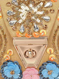 Hasp Sequines Embellished Velvet Clutch