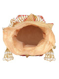 Lotus Embroidered & Embellished Faux Silk Potli