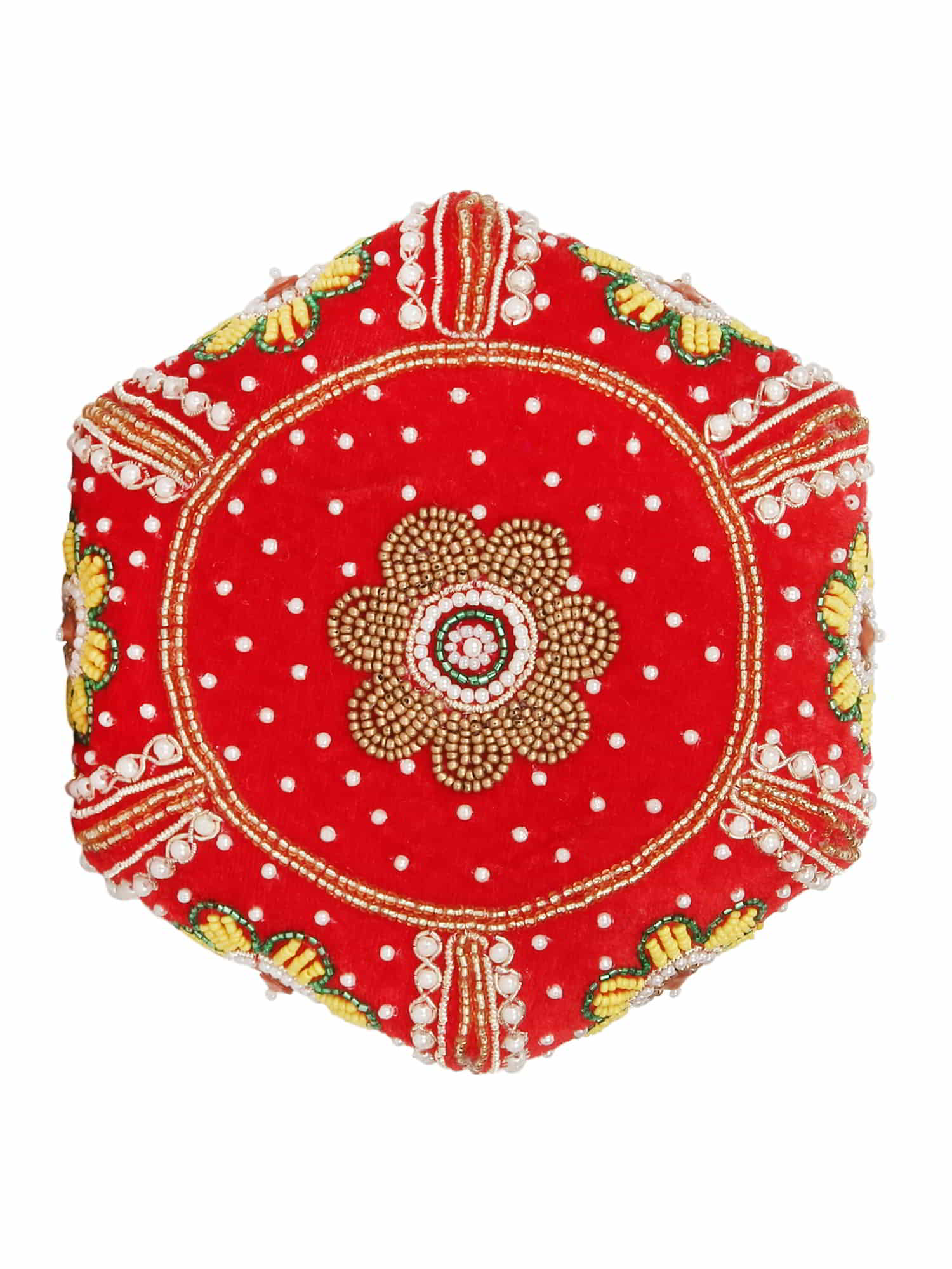 Lotus Embroidered & Embellished Faux Silk Potli