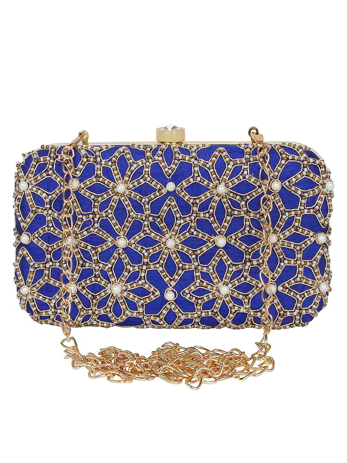 Adorn Embroidered Faux Silk Clutch