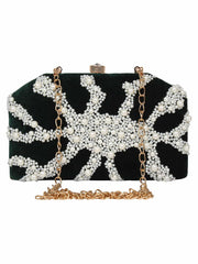 Spiffy Embellished Velvet Clutch