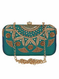 Adorn Embroidered Faux Silk Clutch