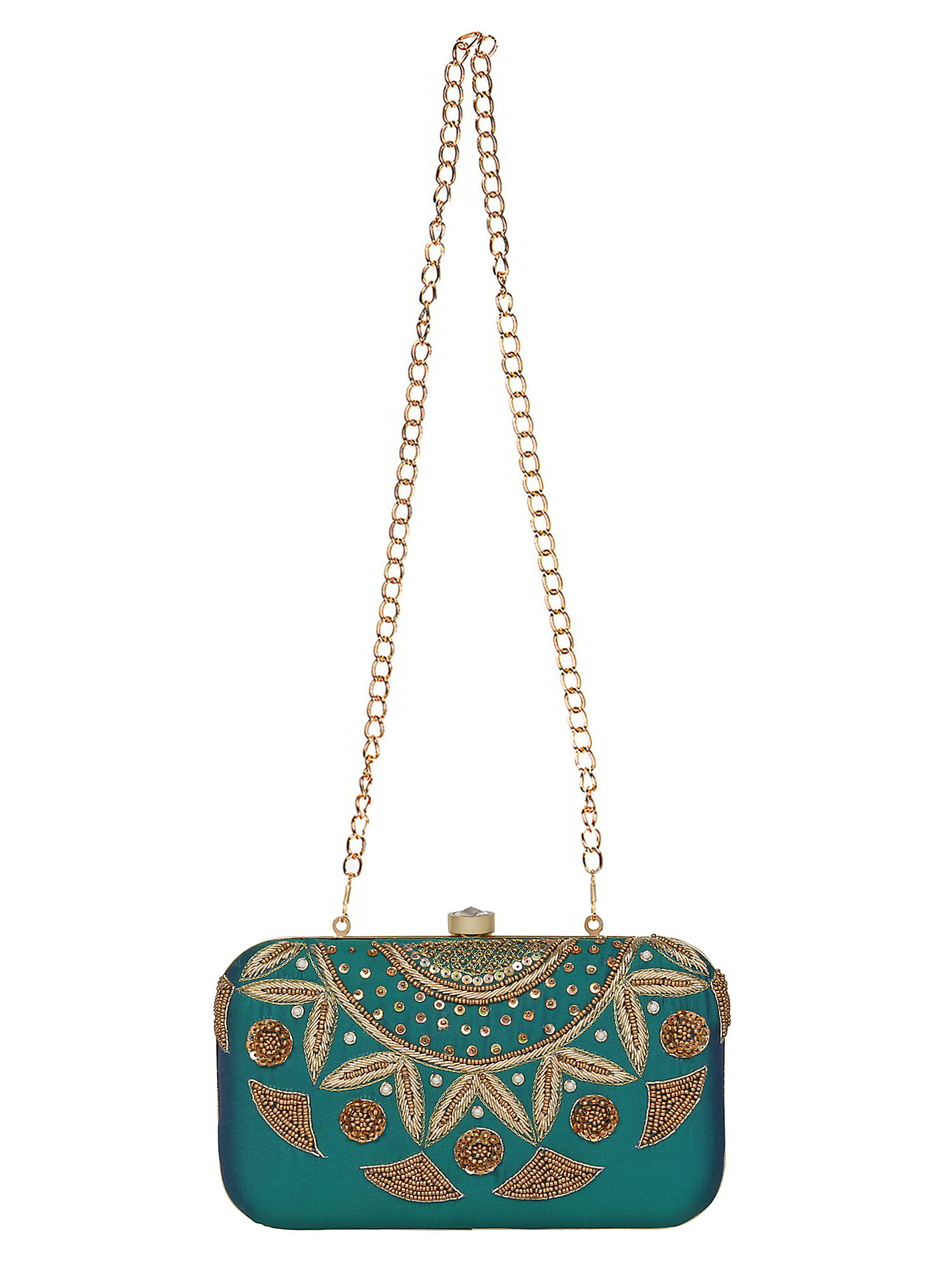 Adorn Embroidered Faux Silk Clutch