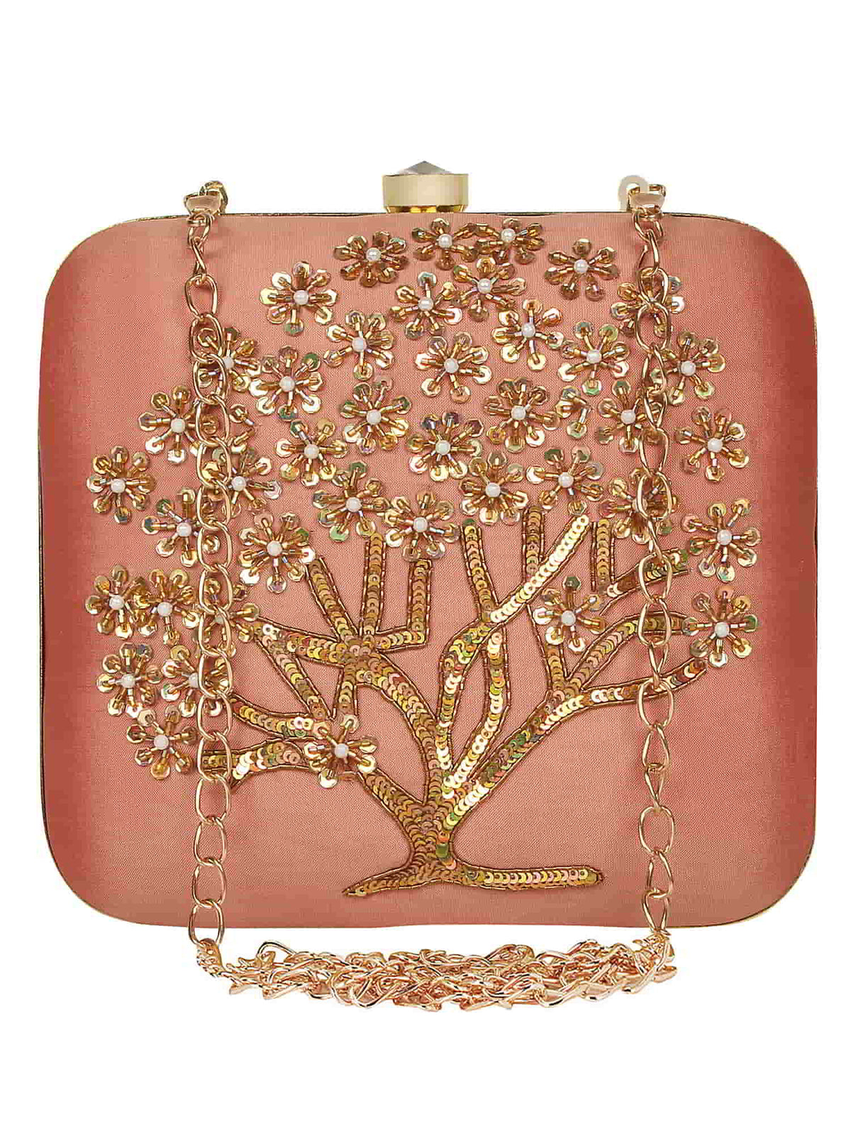 Vista Embroidered Faux Silk Clutch