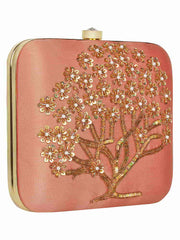Vista Embroidered Faux Silk Clutch