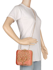 Vista Embroidered Faux Silk Clutch