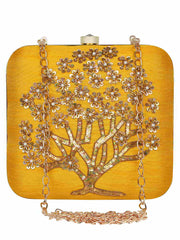 Vista Embroidered Faux Silk Clutch