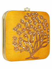 Vista Embroidered Faux Silk Clutch