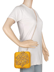Vista Embroidered Faux Silk Clutch