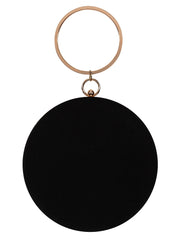 Gala Embroidered Velvet Round Clutch