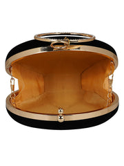 Gala Embroidered Velvet Round Clutch