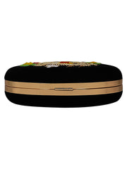 Gala Embroidered Velvet Round Clutch