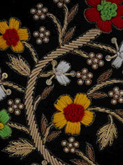 Gala Embroidered Velvet Round Clutch
