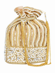 Dangle Sequines Embellished Faux Slik Potli