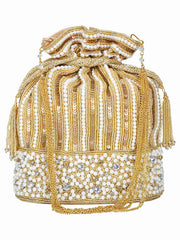 Dangle Sequines Embellished Faux Slik Potli