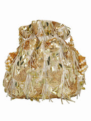 Dangle Sequines Embellished Faux Slik Potli