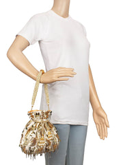 Dangle Sequines Embellished Faux Slik Potli