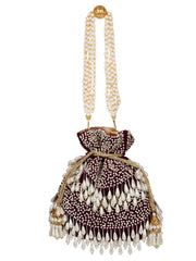 Dangle Sequines Embellished Velvet Potli