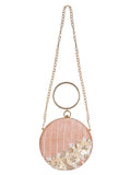 Gala Sequines Embellished Faux Silk Round Clutch
