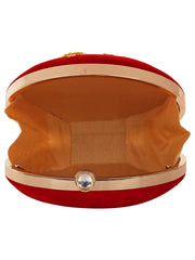 Gala Embroidered Velvet Round Clutch