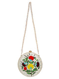 Gala Sequines Embroidered Velvet Round Clutch