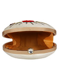 Gala Sequines Embroidered Velvet Round Clutch