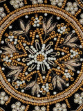Gala Embroidered Velvet Round Clutch