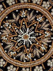 Gala Embroidered Velvet Round Clutch