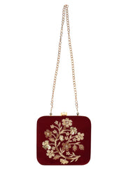 Vista Sequines Embellished Velvet Box Clutch