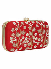 Adorn Embellished Faux Silk Clutch