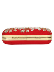 Adorn Embellished Faux Silk Clutch