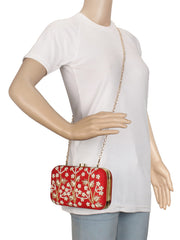 Adorn Embellished Faux Silk Clutch