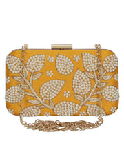 Adorn Embellished Faux Silk Clutch