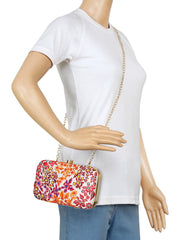 Adorn Embroidered Faux Silk Clutch