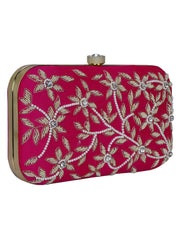 Adorn Embellished Faux Silk Clutch