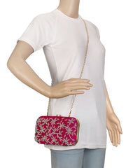 Adorn Embellished Faux Silk Clutch