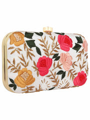 Adorn Embroidered Faux Silk Clutch