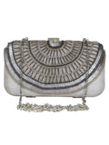 Adorn Sequines Embellished Faux Silk Clutch