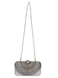 Adorn Sequines Embellished Faux Silk Clutch