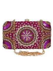 Adorn Sequines Embellished Faux Silk Clutch