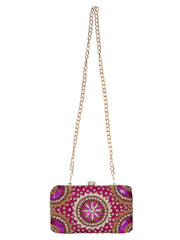 Adorn Sequines Embellished Faux Silk Clutch