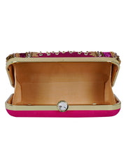 Adorn Sequines Embellished Faux Silk Clutch